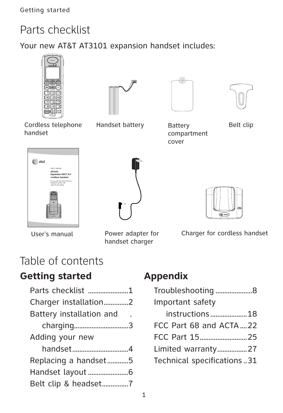 AT&T AT3101 User Manual | Page 4 / 35