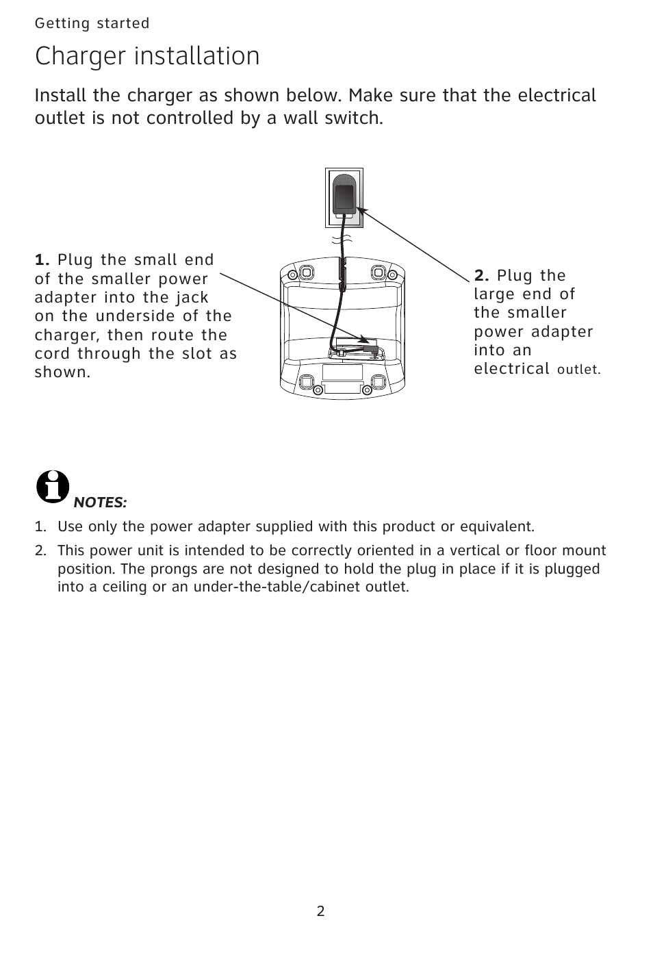 Charger installation | AT&T AT3101 User Manual | Page 5 / 35
