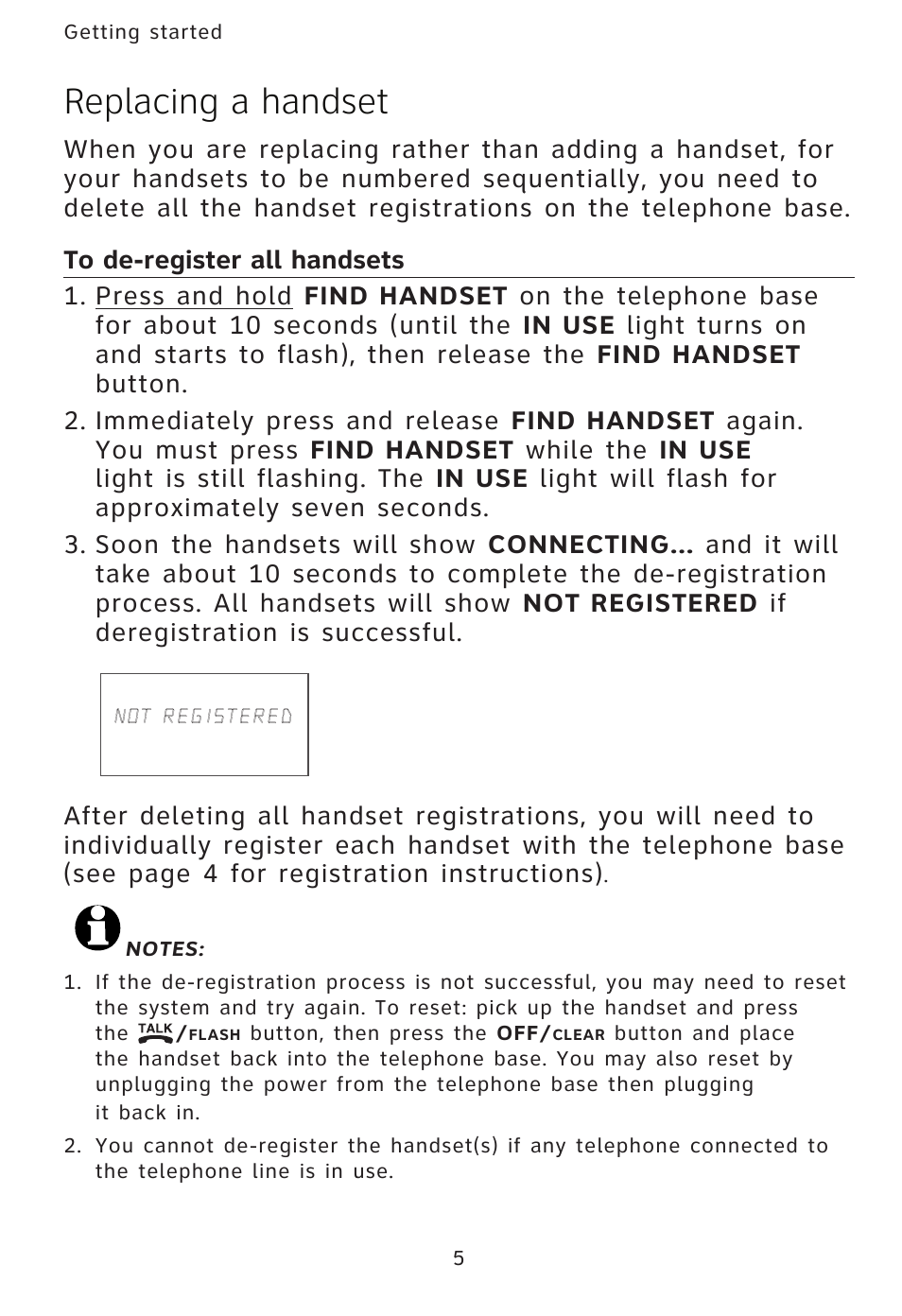Replacing a handset | AT&T AT3101 User Manual | Page 8 / 35