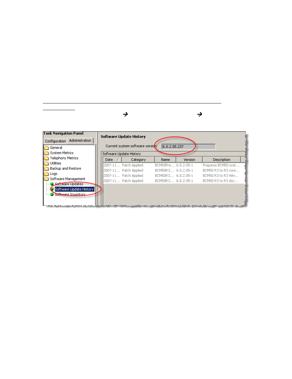 4 configuration guide, 1 nortel bcm50 version and feature requirements, Configuration guide | Nortel bcm50 version and feature requirements, Figure 2: bcm50 software version number | AT&T NORTEL BCM50 User Manual | Page 11 / 37