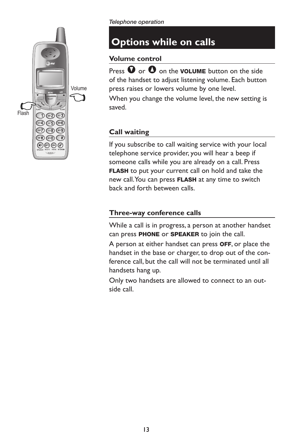 Options while on calls | AT&T E5934B User Manual | Page 17 / 64