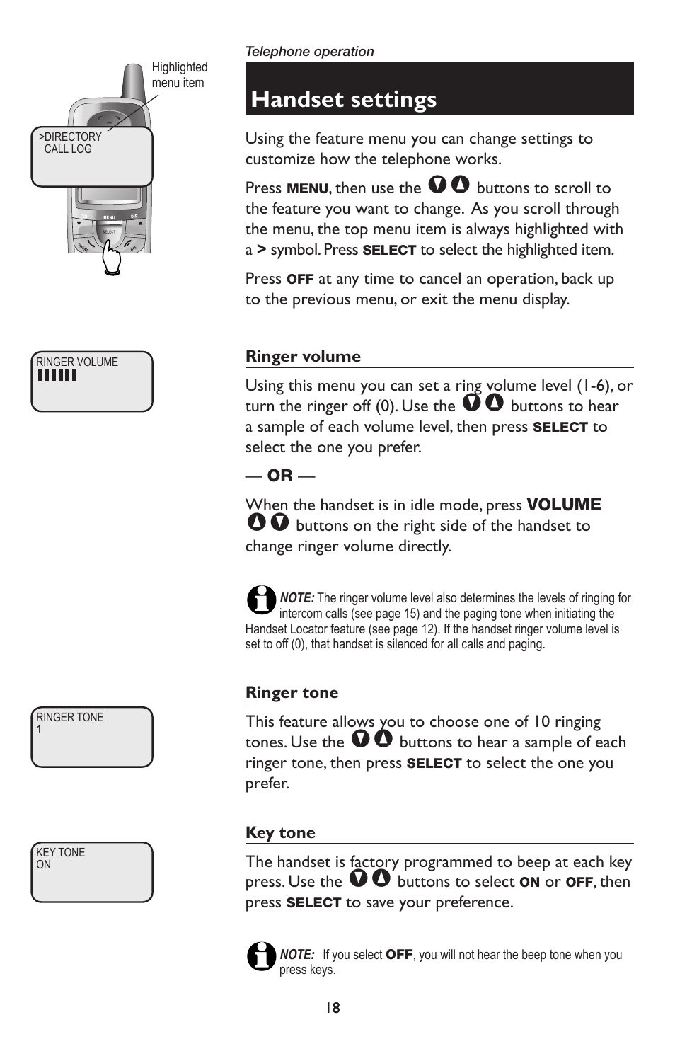Handset settings | AT&T E5934B User Manual | Page 22 / 64