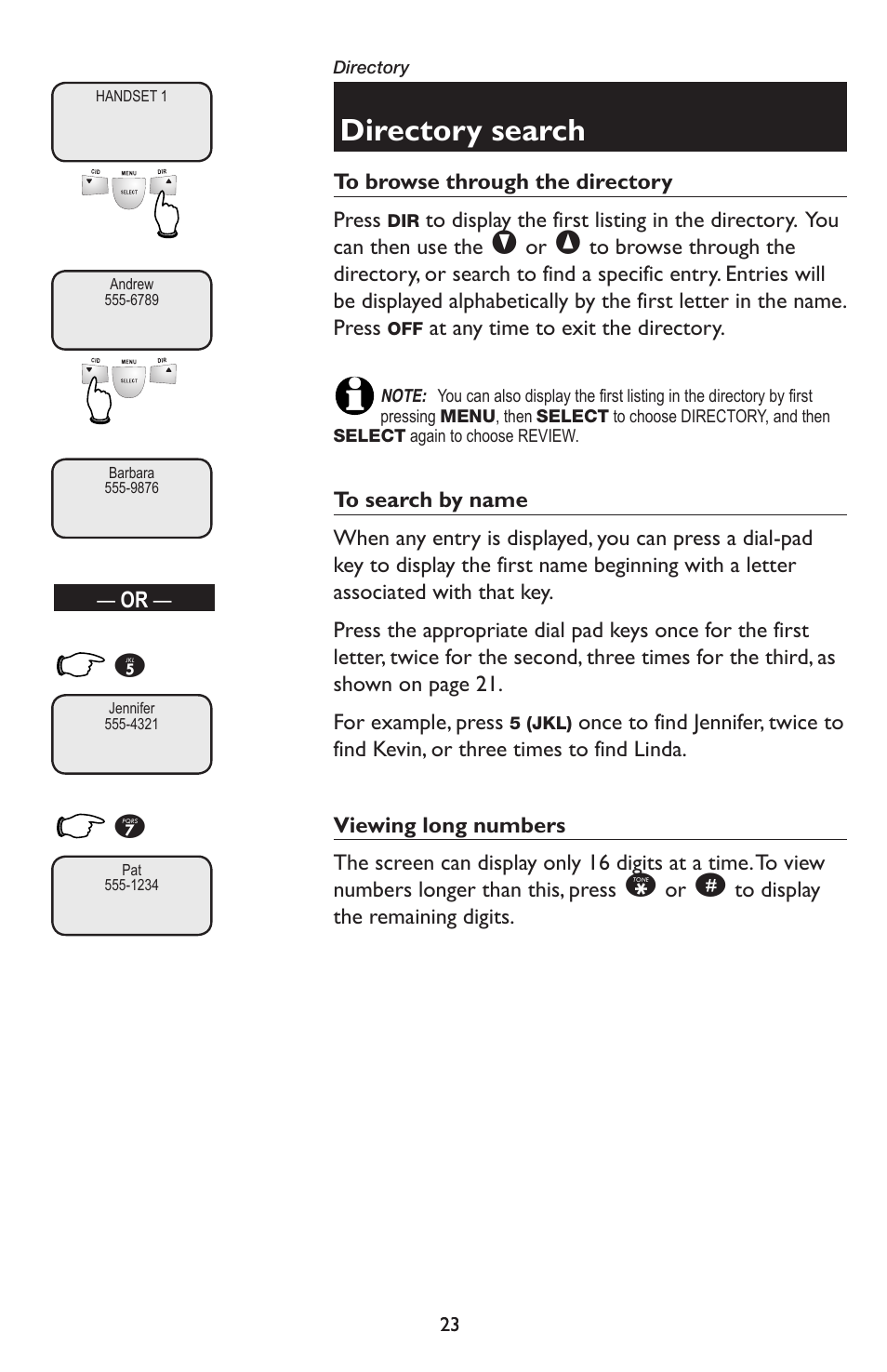 Directory search | AT&T E5934B User Manual | Page 27 / 64