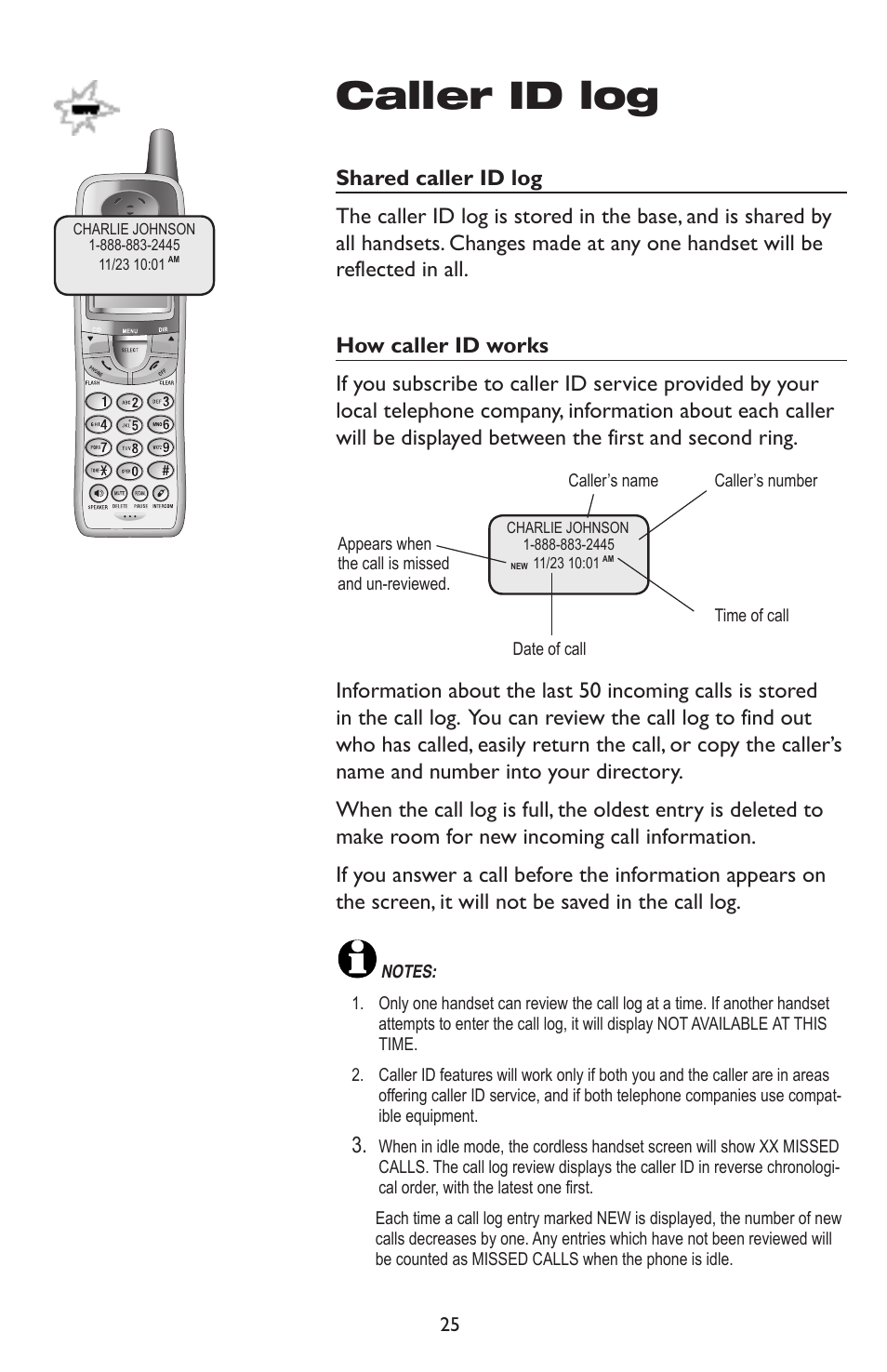 Caller id log | AT&T E5934B User Manual | Page 29 / 64