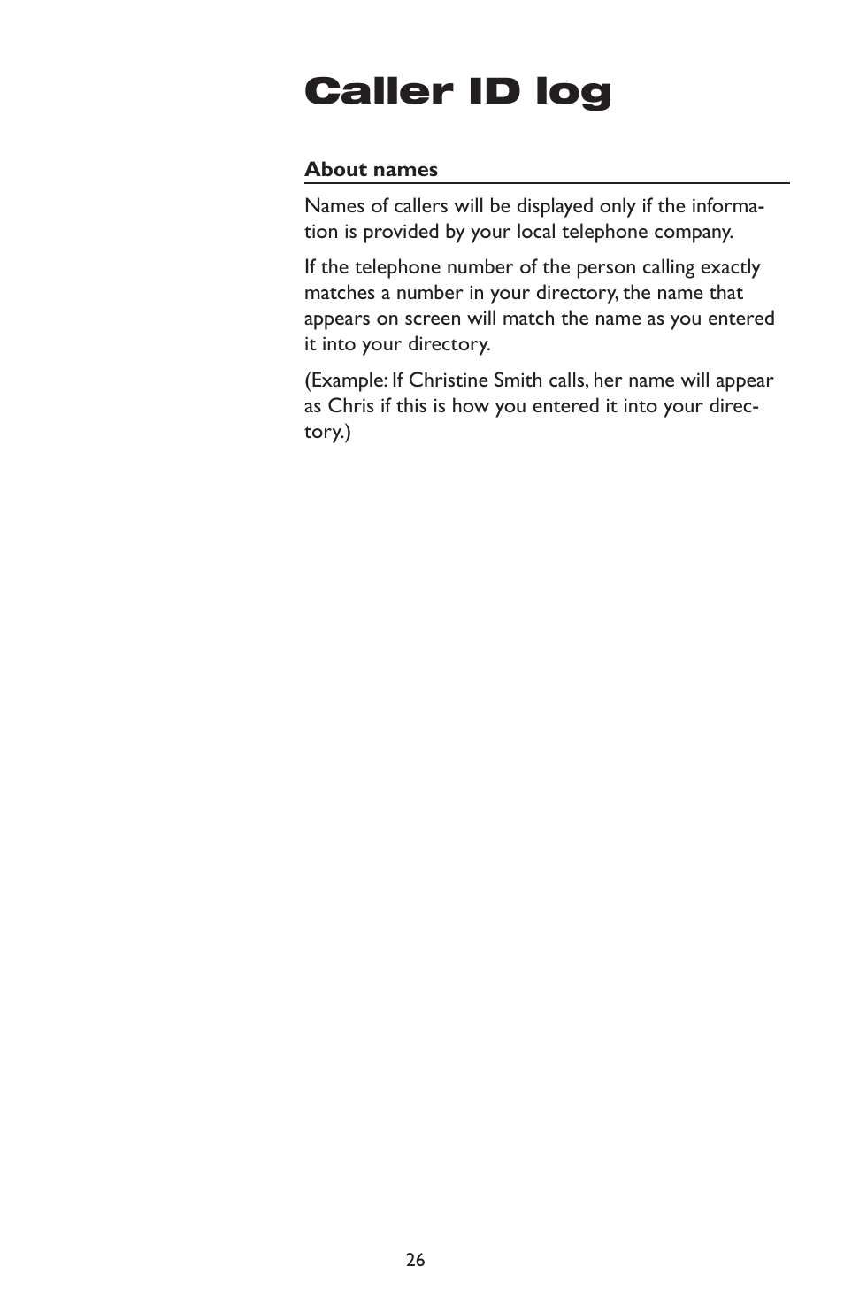 Caller id log | AT&T E5934B User Manual | Page 30 / 64