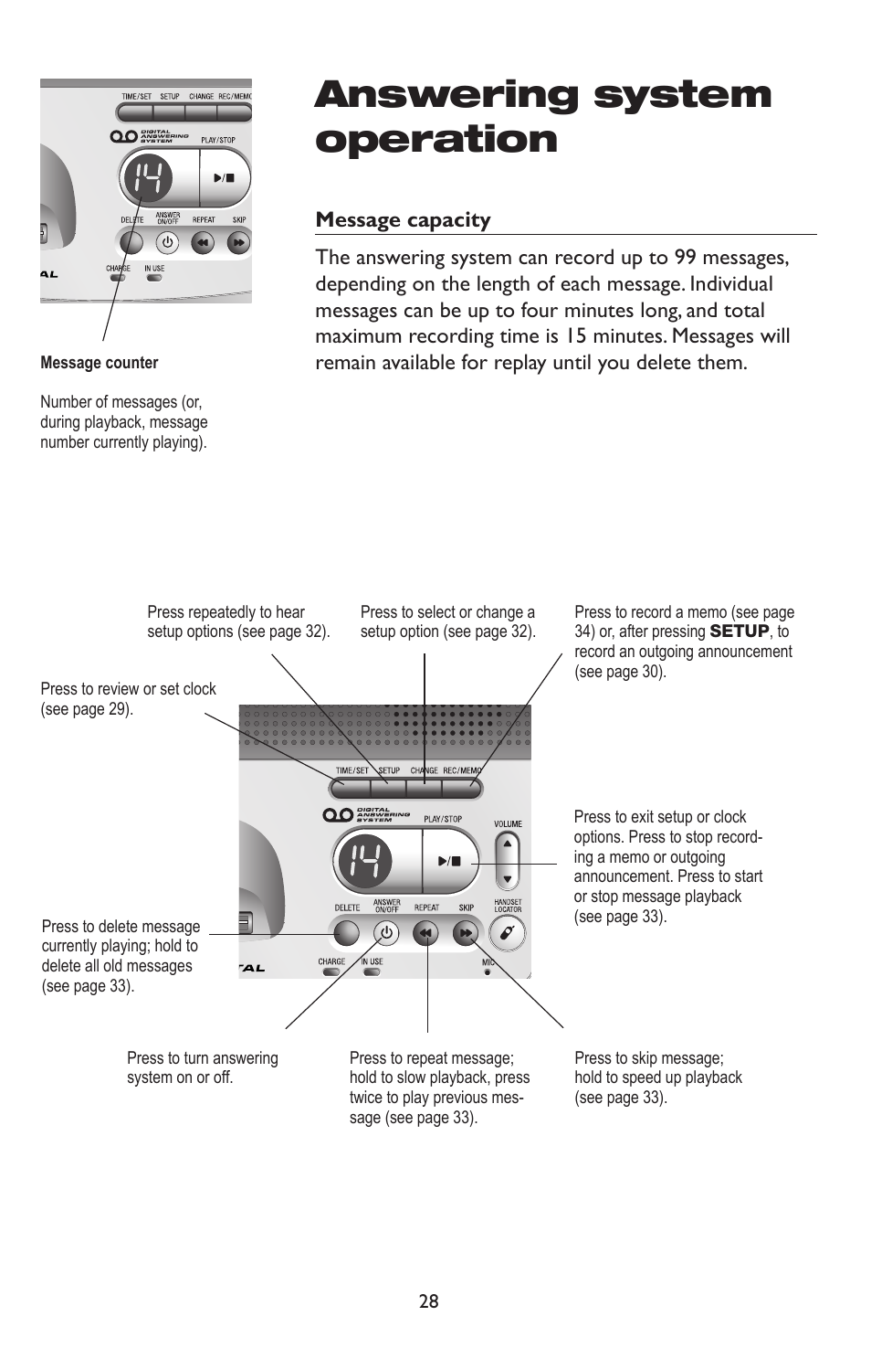 Answering system operation | AT&T E5934B User Manual | Page 32 / 64