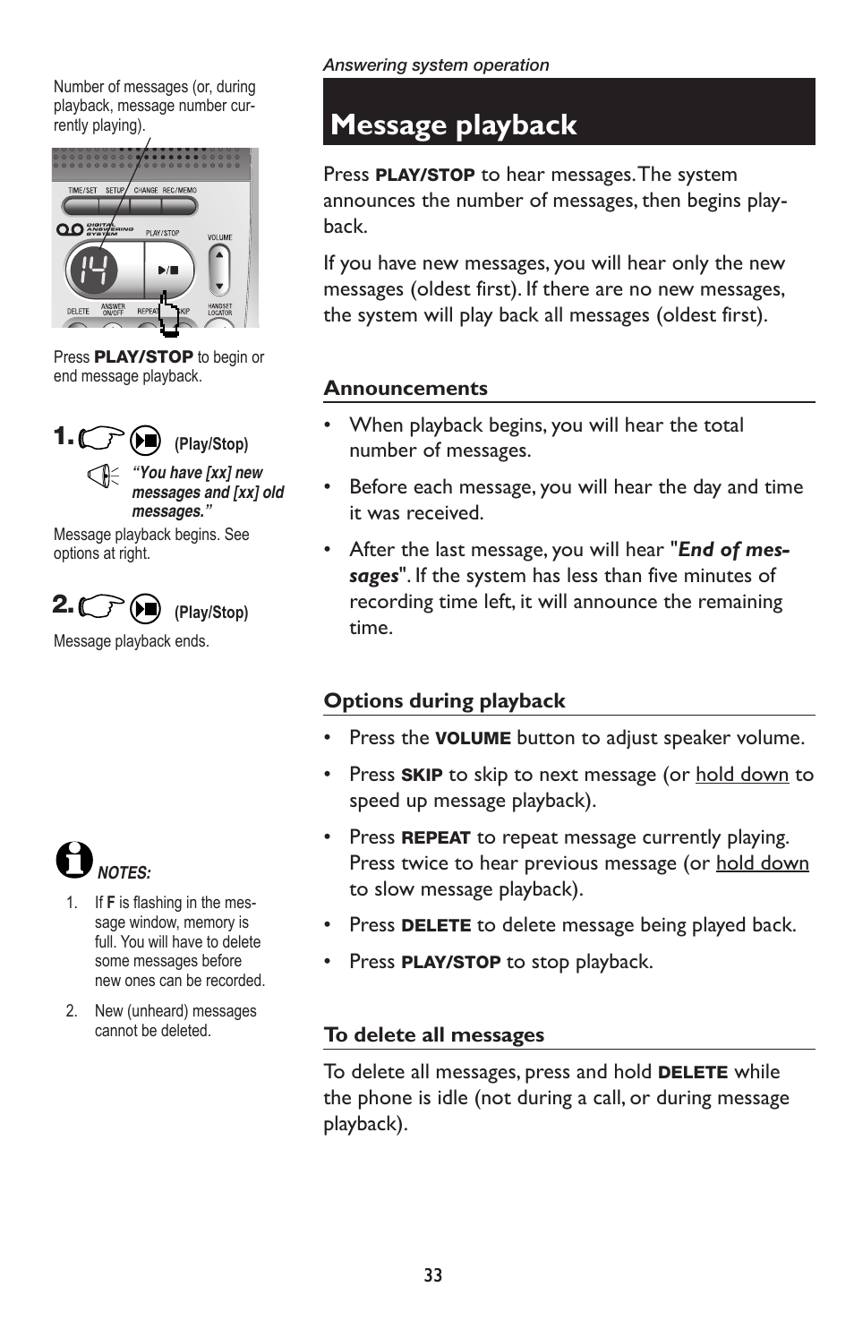 Message playback | AT&T E5934B User Manual | Page 37 / 64