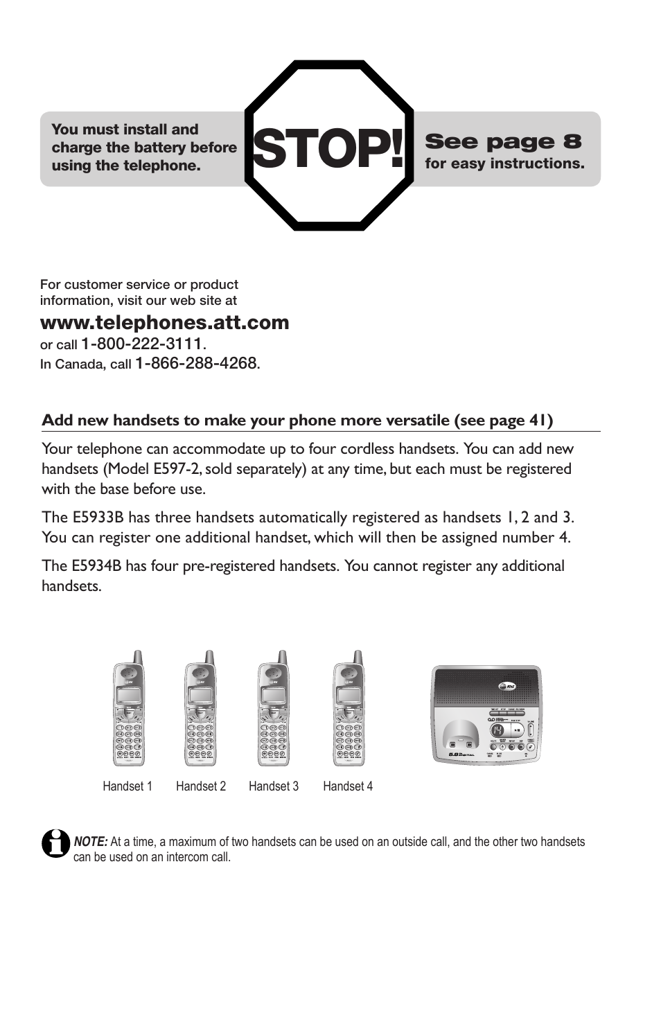 Stop, See page 8 | AT&T E5934B User Manual | Page 4 / 64