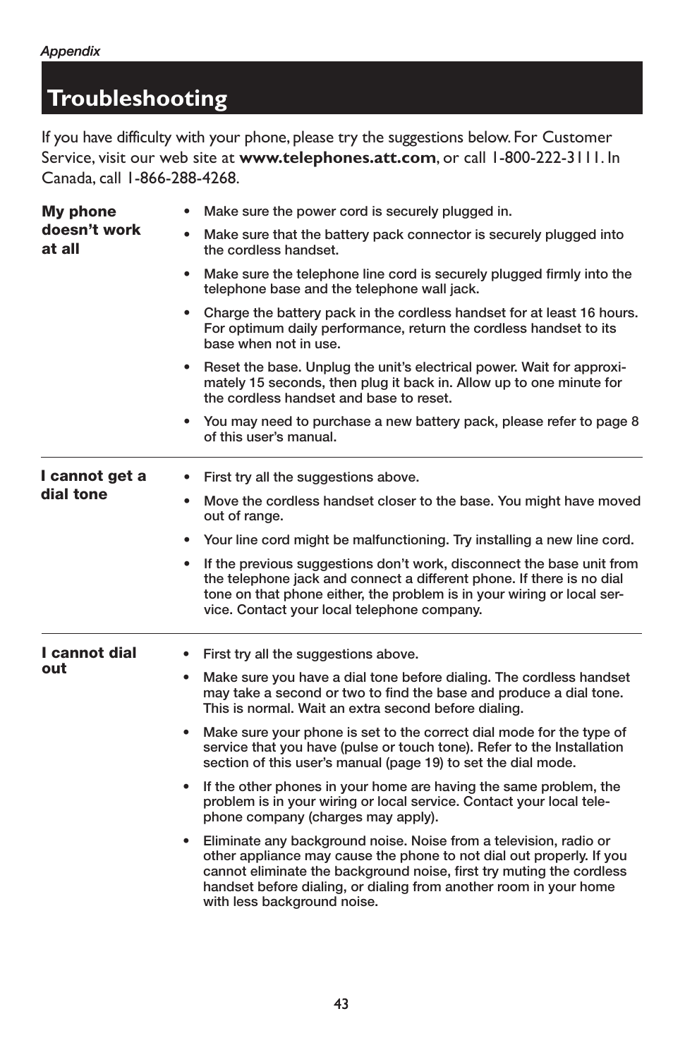 Troubleshooting | AT&T E5934B User Manual | Page 47 / 64