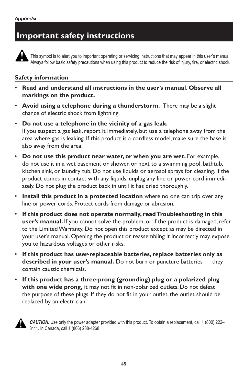 Important safety instructions | AT&T E5934B User Manual | Page 53 / 64