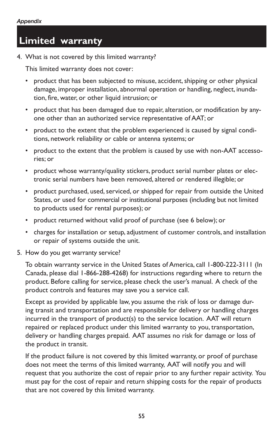 Limited warranty | AT&T E5934B User Manual | Page 59 / 64