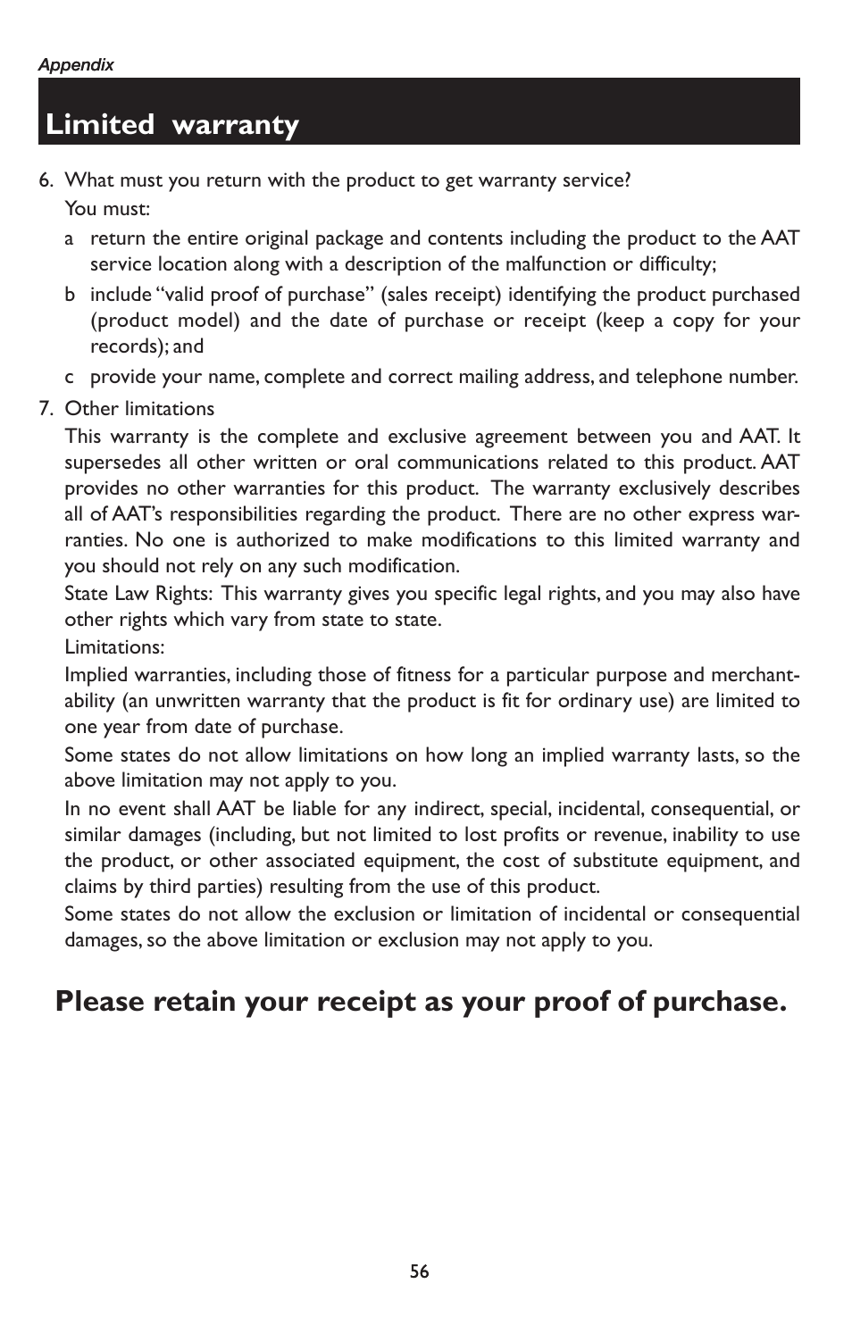 Limited warranty | AT&T E5934B User Manual | Page 60 / 64