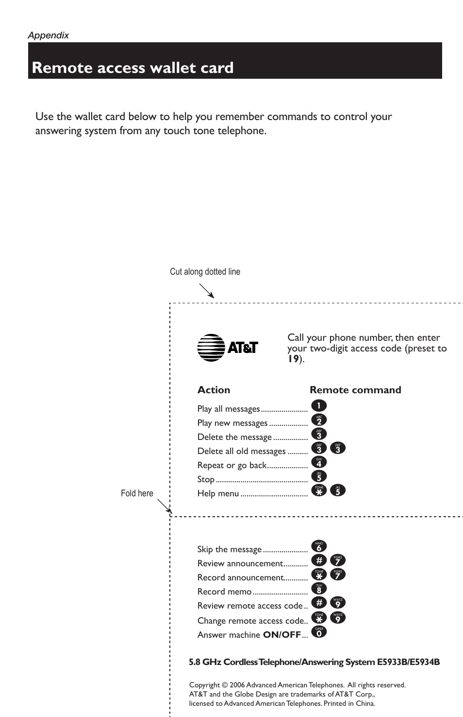Remote access wallet card | AT&T E5934B User Manual | Page 63 / 64