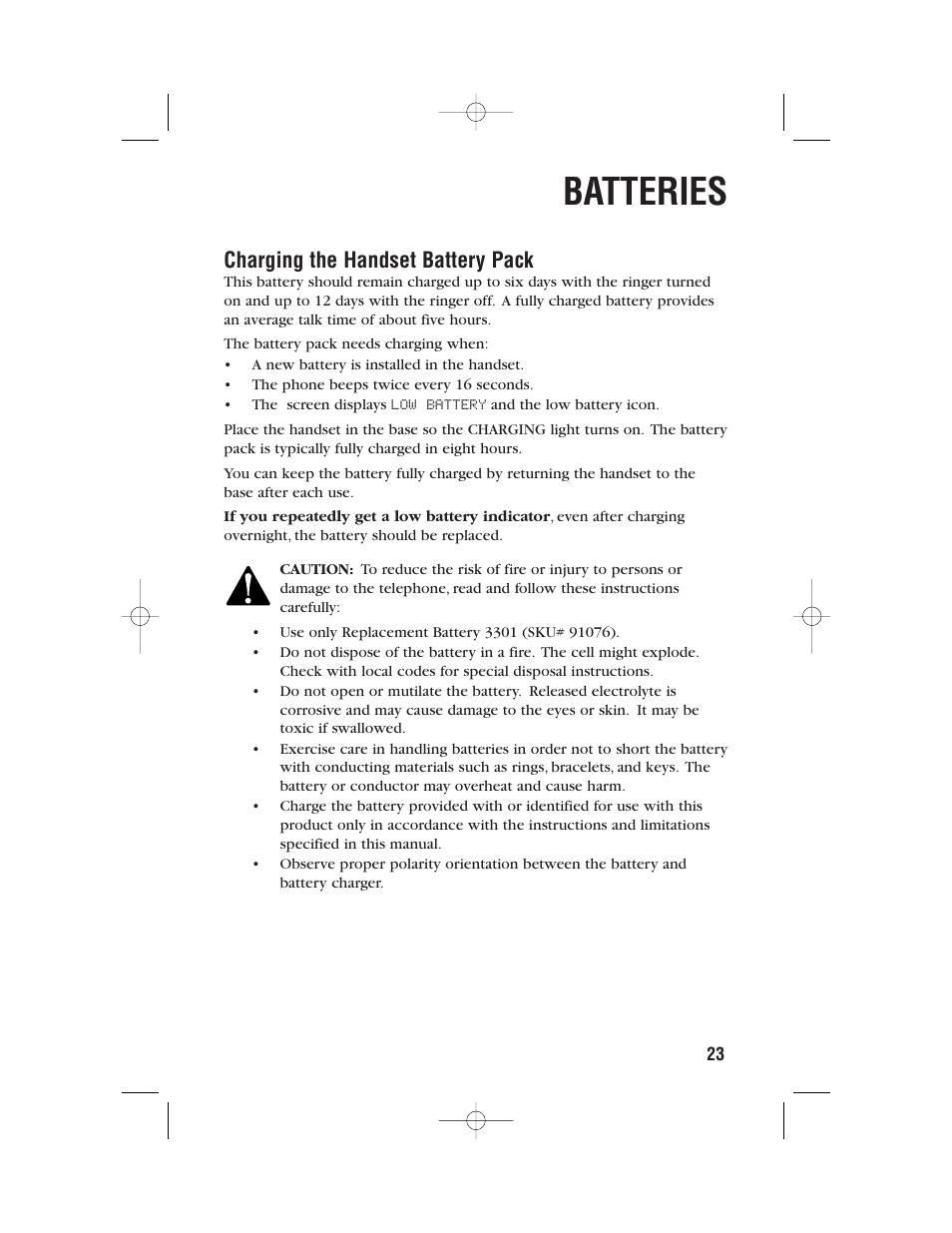 Batteries, Charging the handset battery pack | AT&T 9357 User Manual | Page 26 / 32