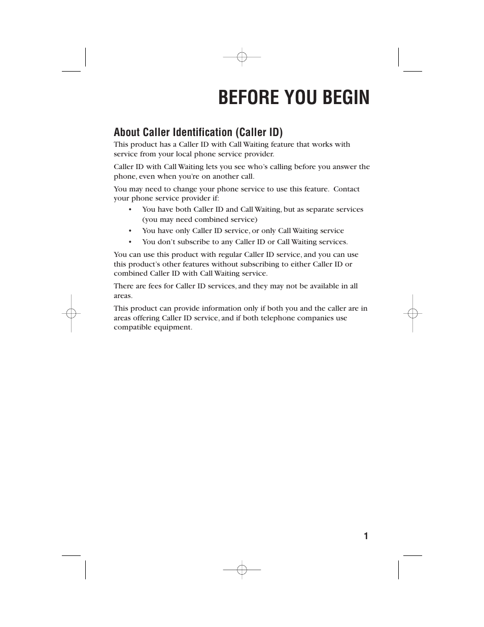 Before you begin, About caller identification (caller id) | AT&T 9357 User Manual | Page 4 / 32