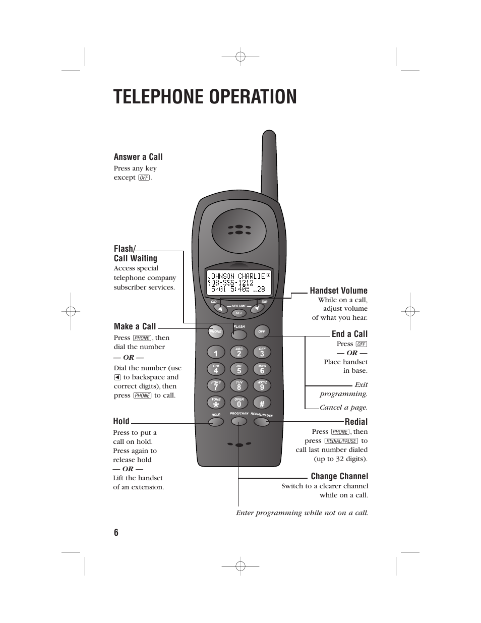 Telephone operation | AT&T 9357 User Manual | Page 9 / 32
