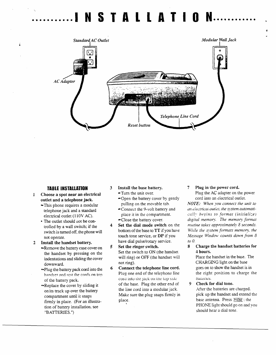 Table installation | AT&T AT&T 7650 User Manual | Page 2 / 16