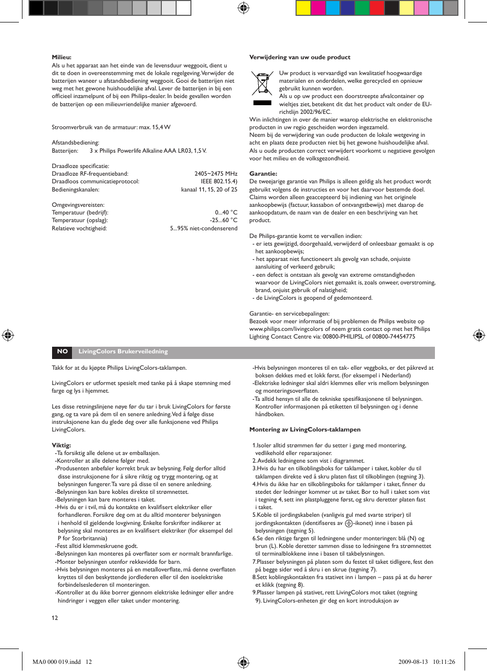 Philips LivingColors Lampe à poser User Manual | Page 16 / 85