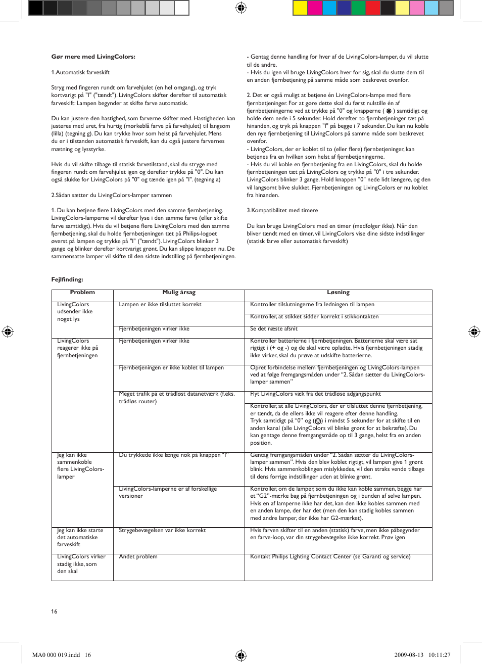 Philips LivingColors Lampe à poser User Manual | Page 20 / 85