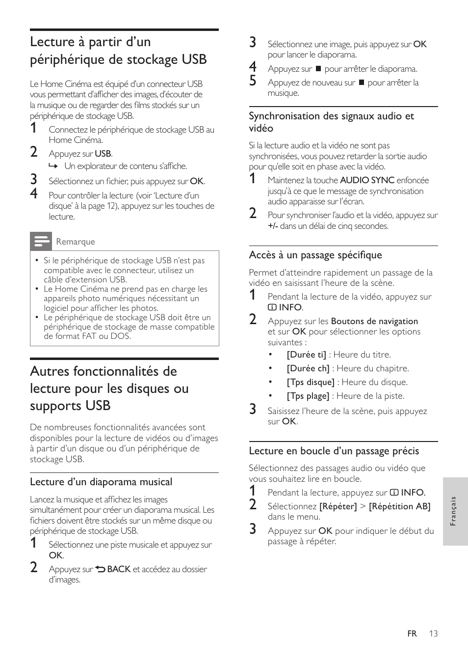 Lecture à partir d’un périphérique de stockage usb | Philips Home Cinéma User Manual | Page 15 / 28