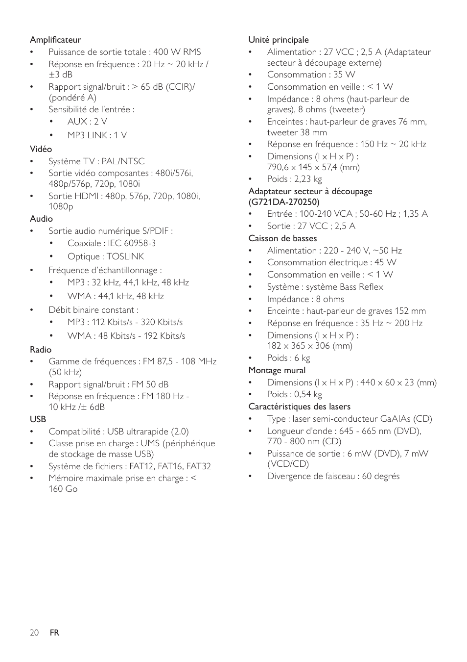 6 modification des paramètres, Accès au menu configuration, Modification des paramètres généraux | Philips Home Cinéma User Manual | Page 22 / 28