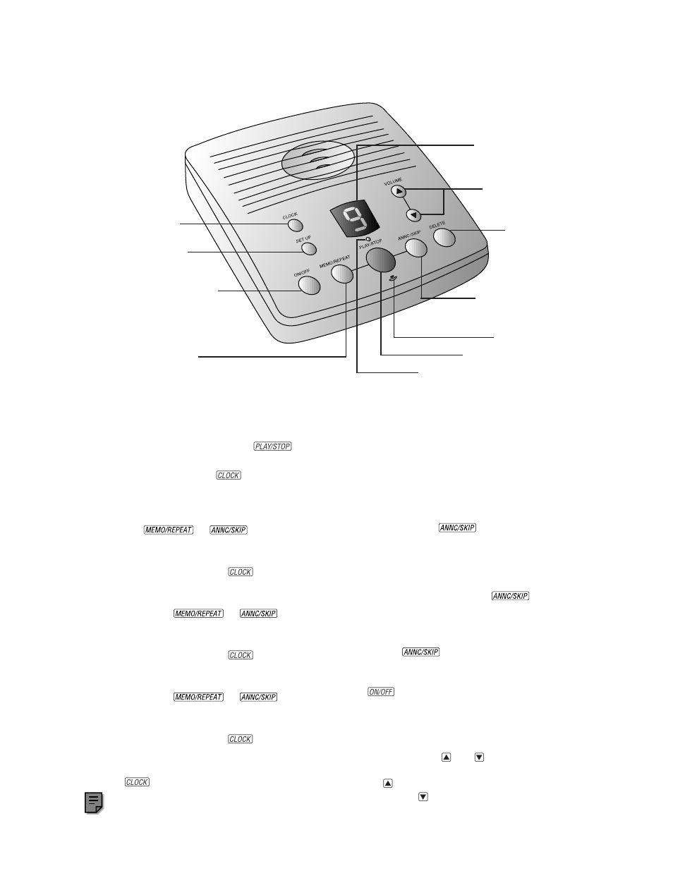 Setting the clock, Recording your announcement, Turning the system on/off | Volume control | AT&T 1717 User Manual | Page 3 / 13