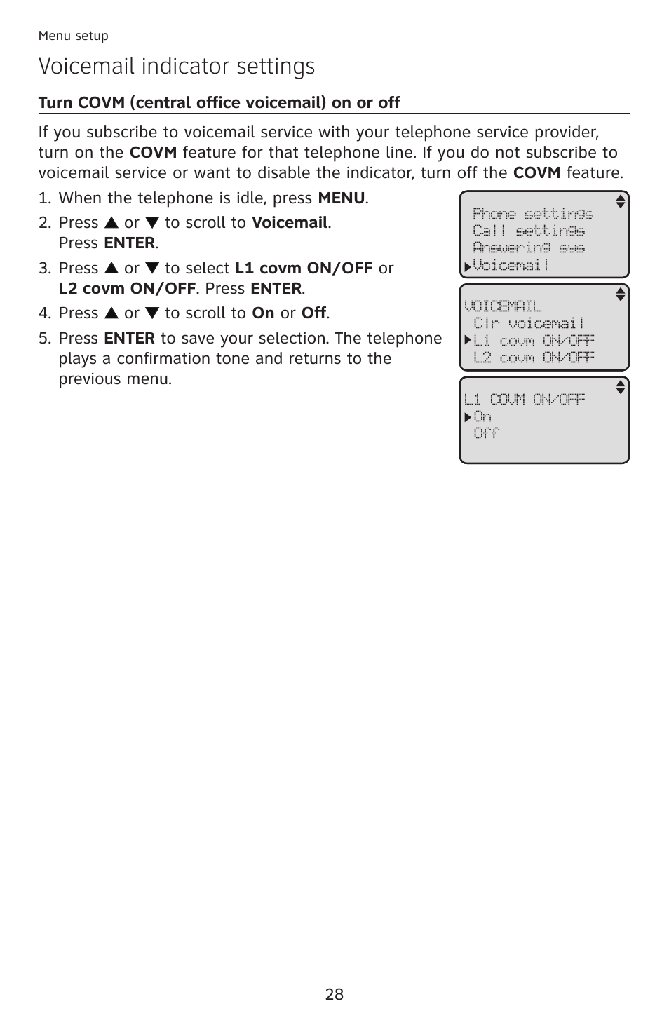 Voicemail indicator settings | AT&T ML17959 User Manual | Page 33 / 82