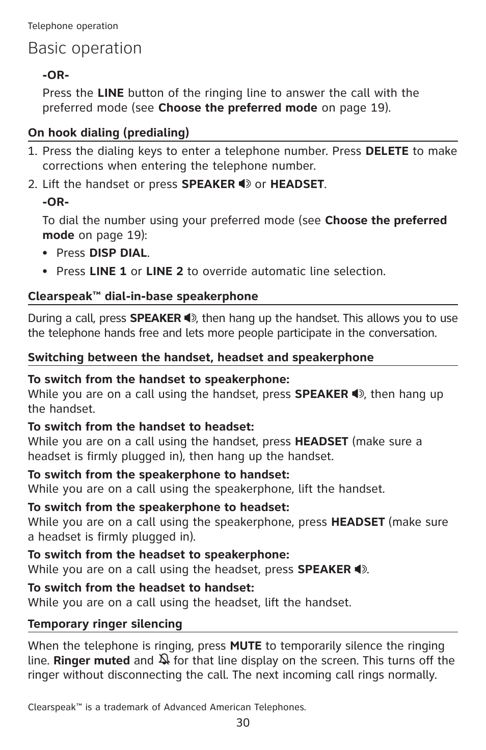 Basic operation | AT&T ML17959 User Manual | Page 35 / 82