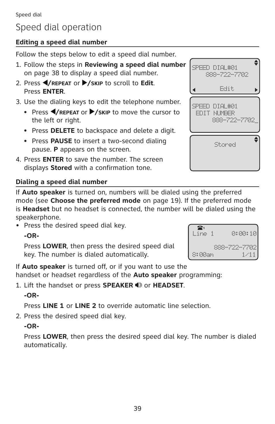 Speed dial operation | AT&T ML17959 User Manual | Page 44 / 82