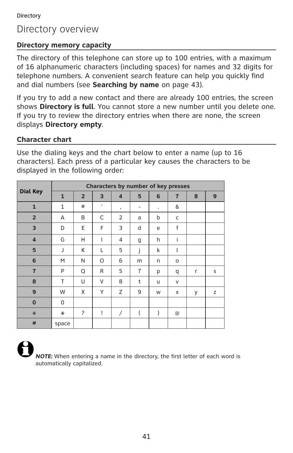 Directory overview | AT&T ML17959 User Manual | Page 46 / 82