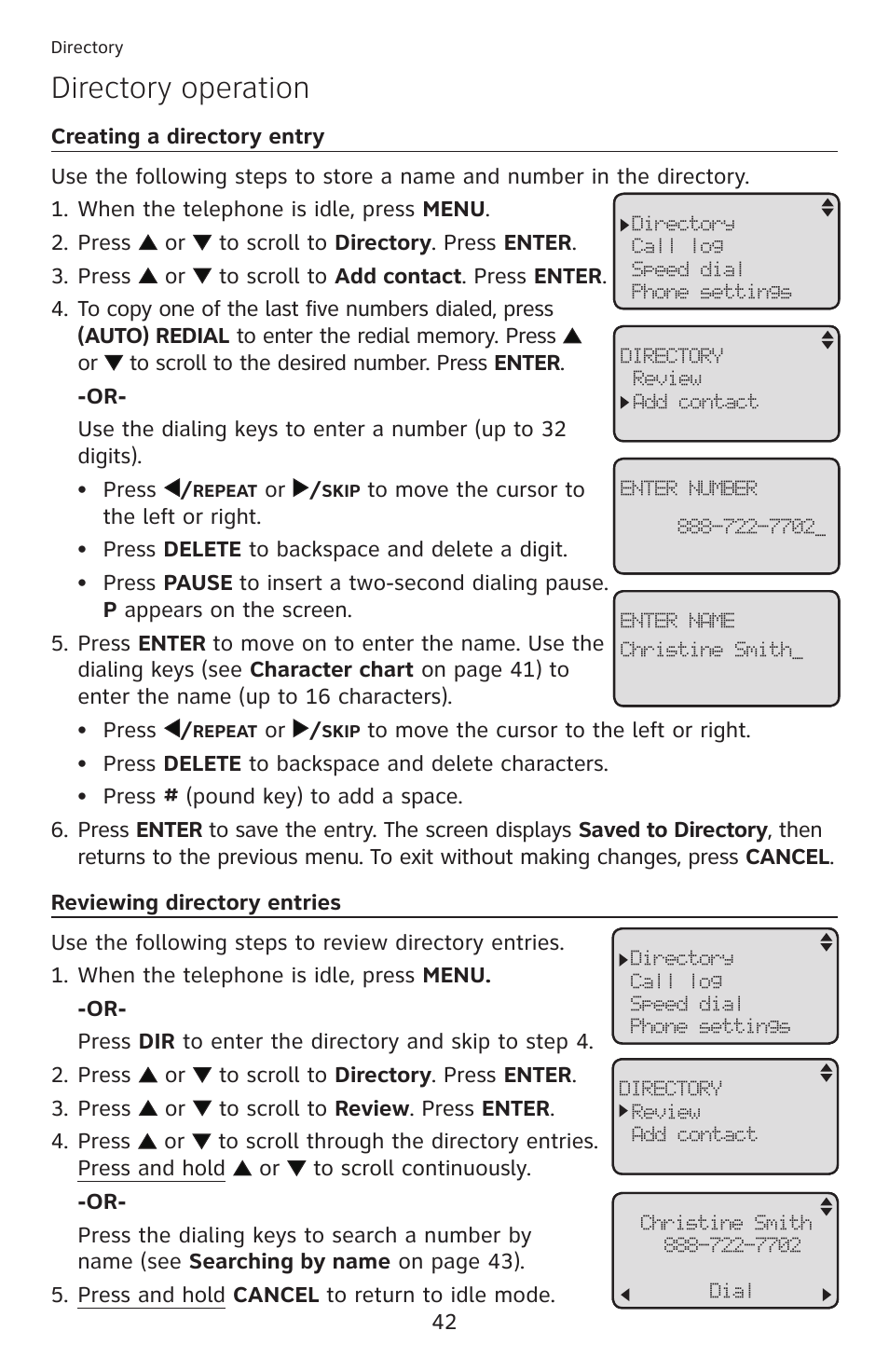 Directory operation | AT&T ML17959 User Manual | Page 47 / 82