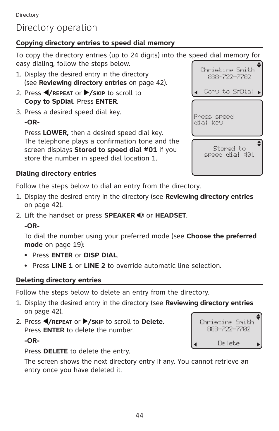 Directory operation | AT&T ML17959 User Manual | Page 49 / 82