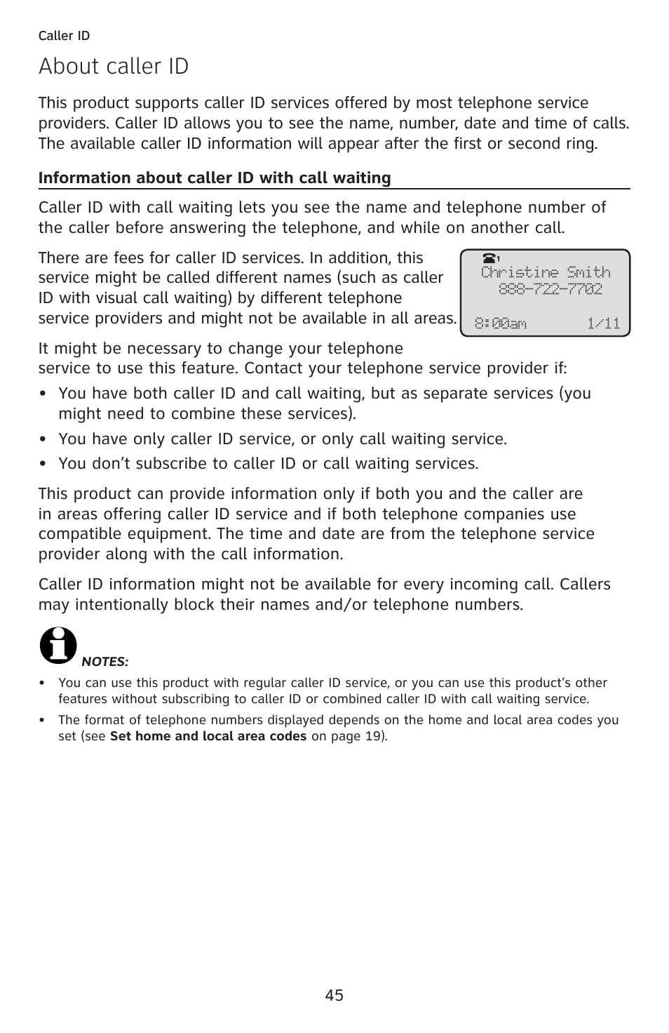 About caller id | AT&T ML17959 User Manual | Page 50 / 82