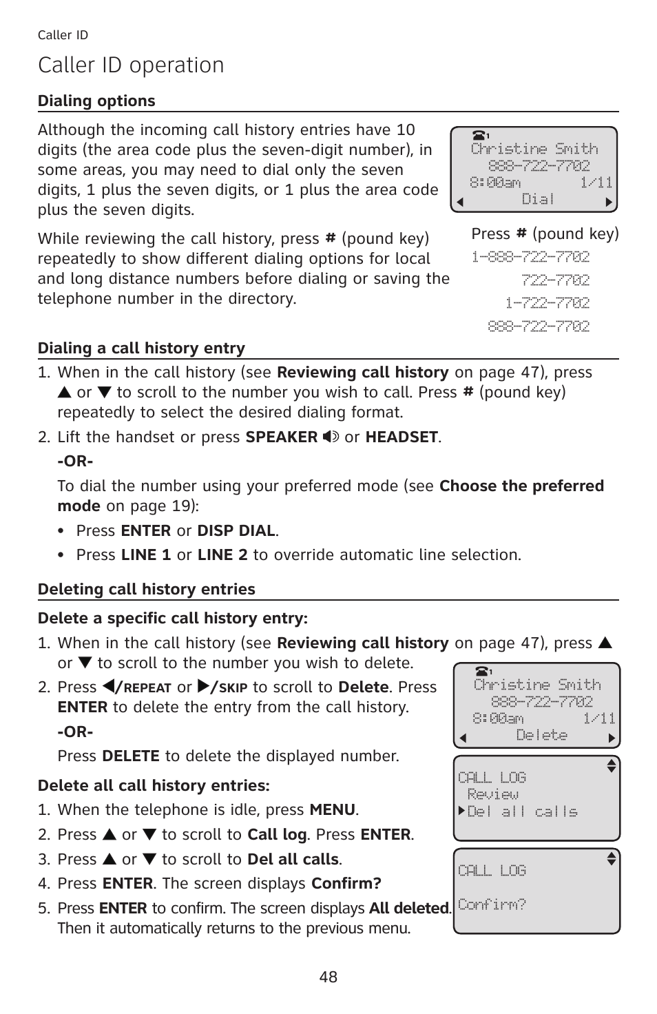 Caller id operation | AT&T ML17959 User Manual | Page 53 / 82