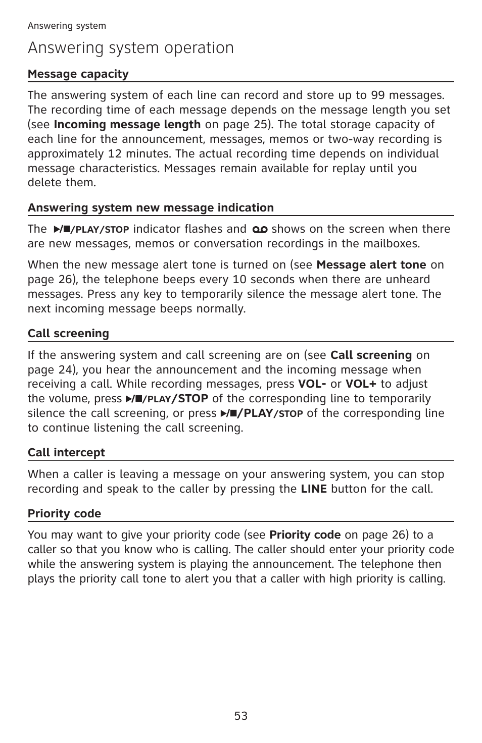 Answering system operation | AT&T ML17959 User Manual | Page 58 / 82