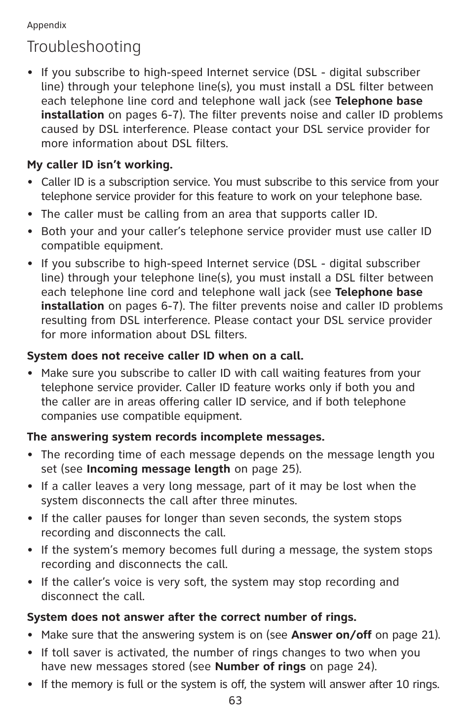 Troubleshooting | AT&T ML17959 User Manual | Page 68 / 82