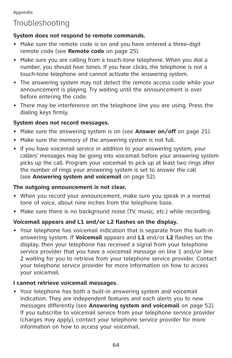 Troubleshooting | AT&T ML17959 User Manual | Page 69 / 82