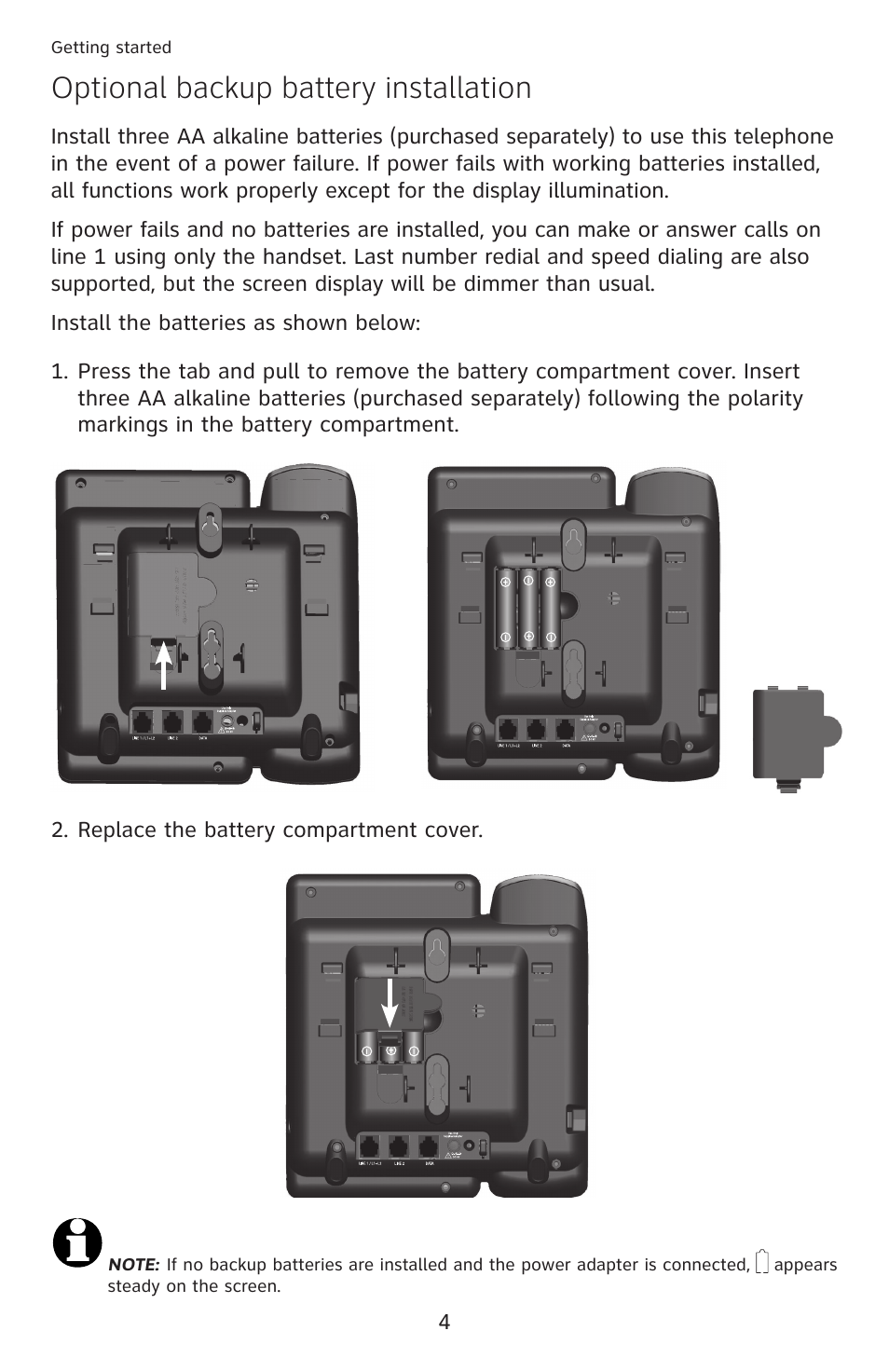 Optional backup battery installation | AT&T ML17959 User Manual | Page 9 / 82