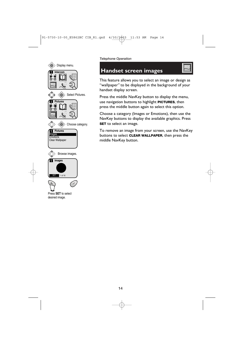 Handset screen images | AT&T E5862BC User Manual | Page 16 / 56