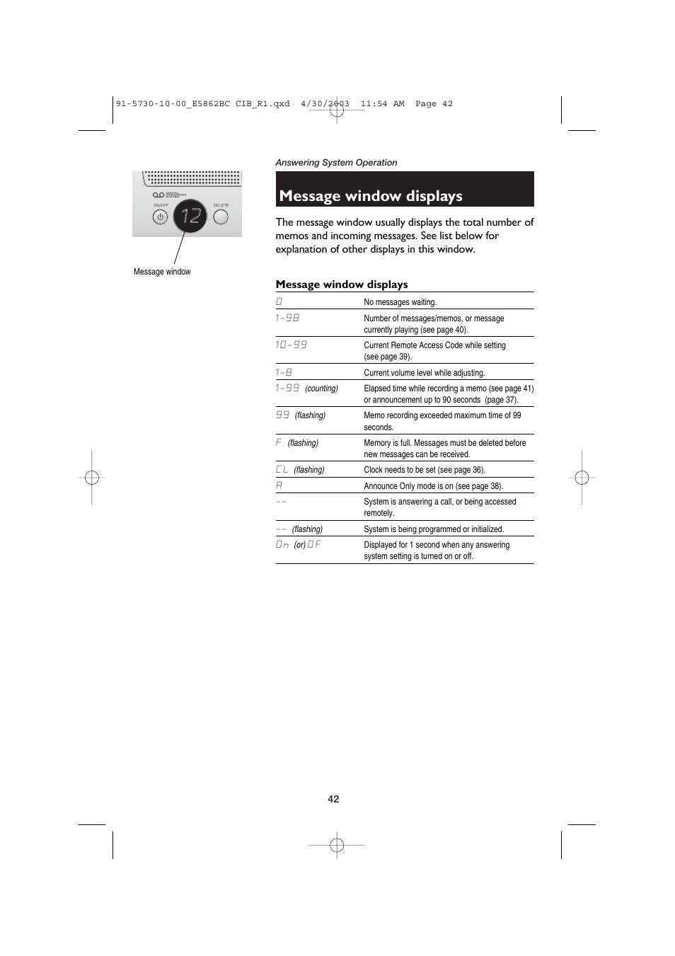 Message window displays | AT&T E5862BC User Manual | Page 44 / 56
