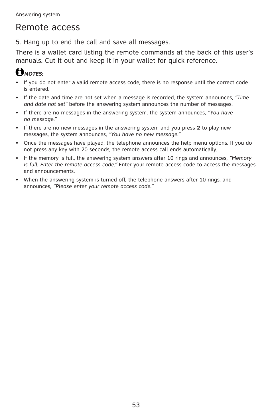 Remote access | AT&T DECT 6.0 EL52201 User Manual | Page 58 / 83