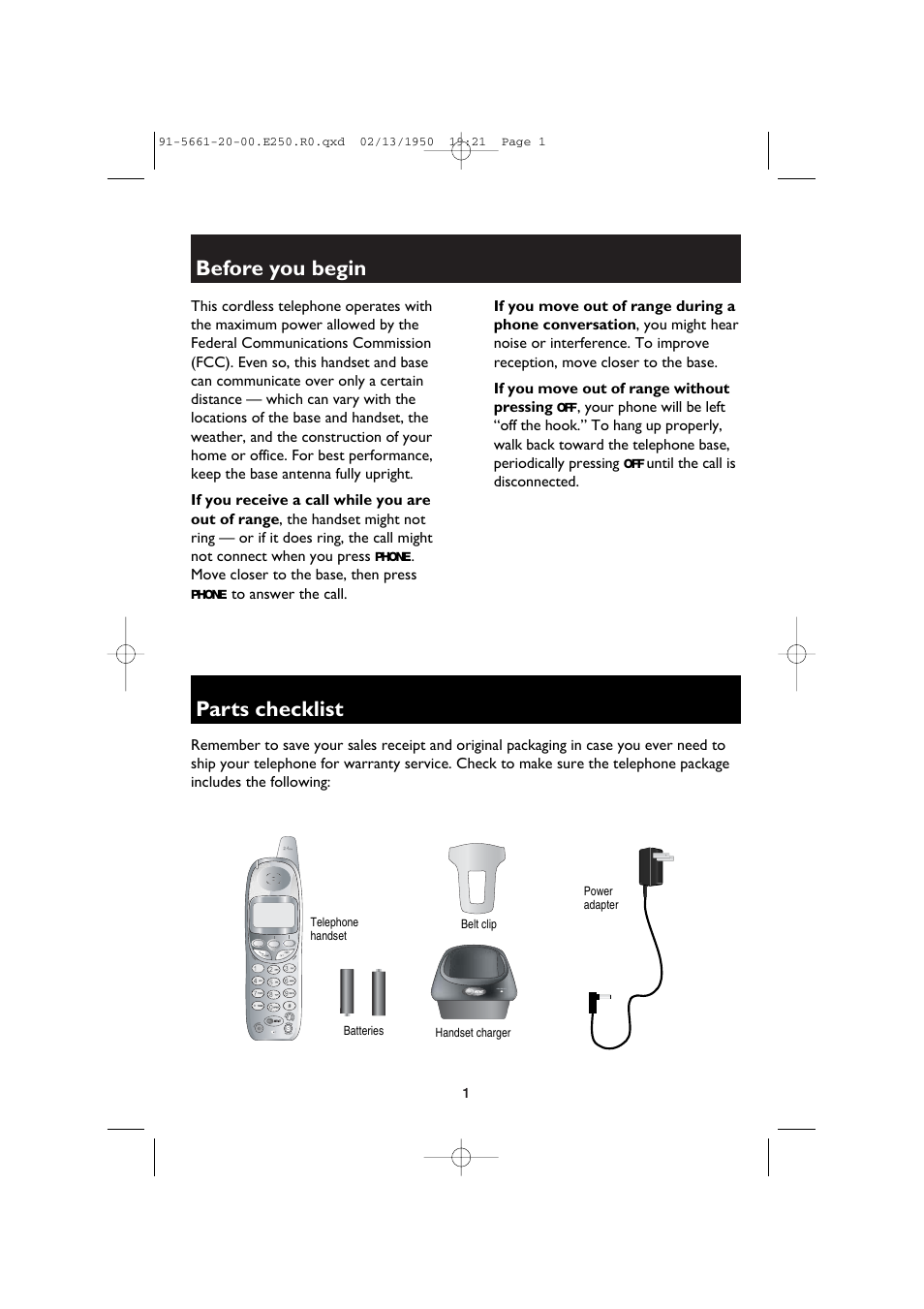 Before you begin, Parts checklist | AT&T E2600B User Manual | Page 3 / 8