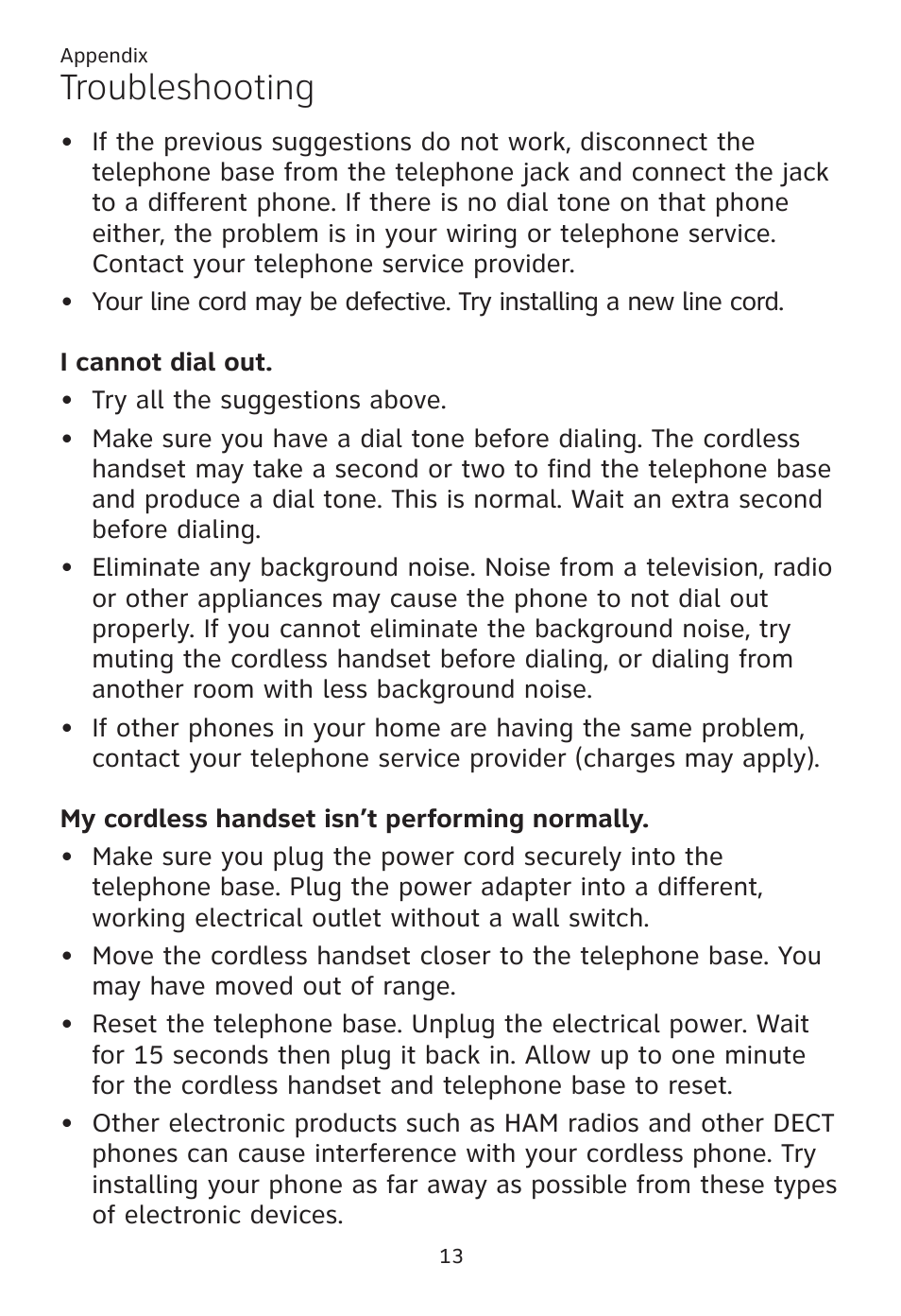 Troubleshooting | AT&T TL96371 User Manual | Page 17 / 36