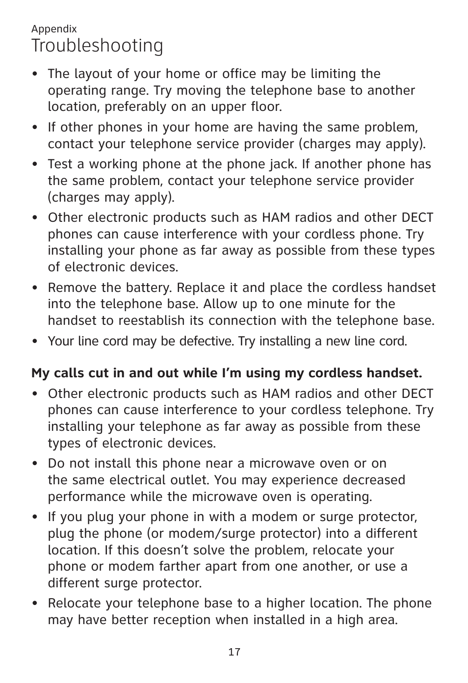 Troubleshooting | AT&T TL96371 User Manual | Page 21 / 36
