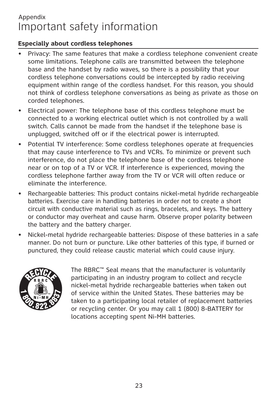 Especially about cordless telephones, Important safety information | AT&T TL96371 User Manual | Page 27 / 36
