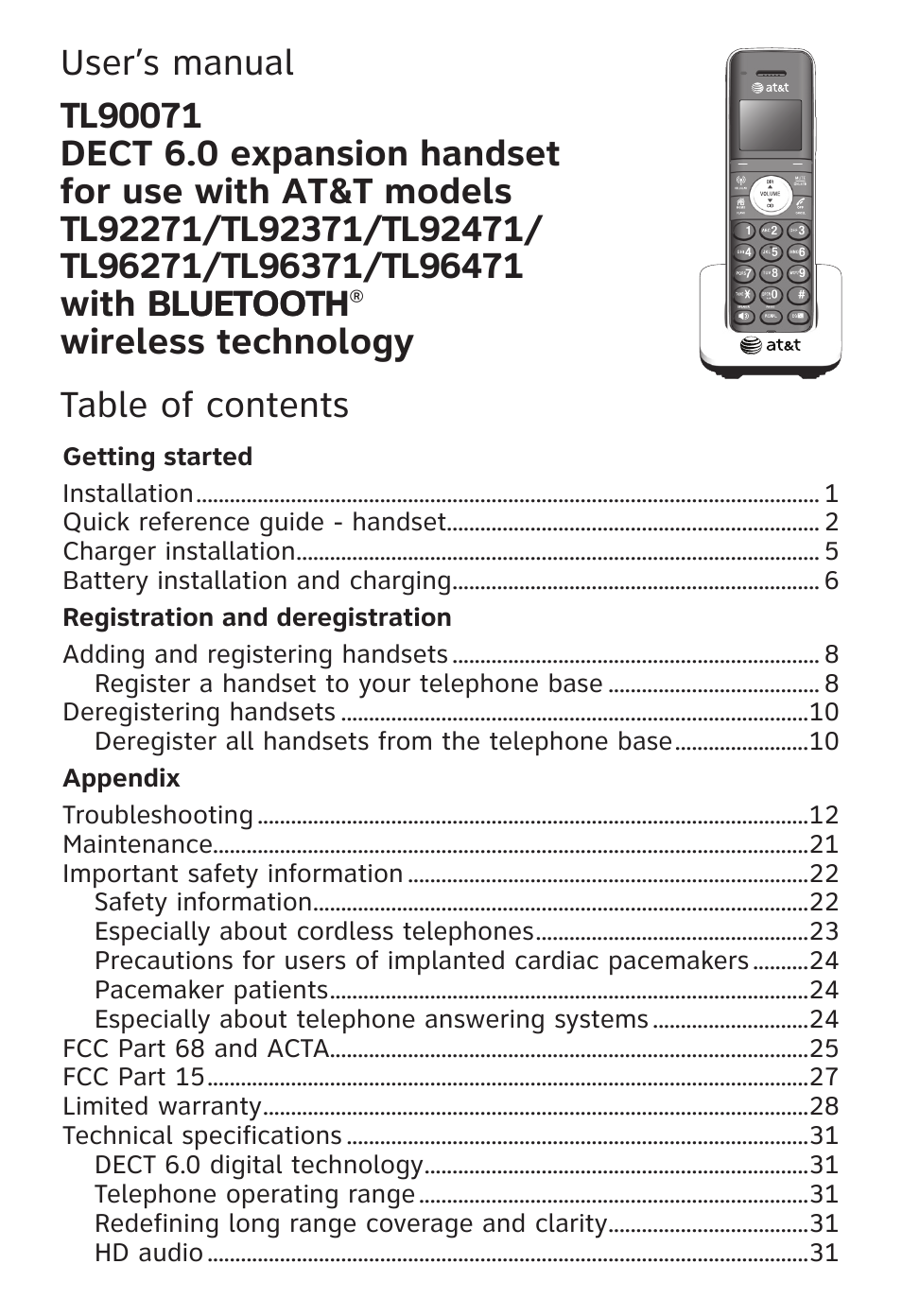 AT&T TL96371 User Manual | Page 4 / 36