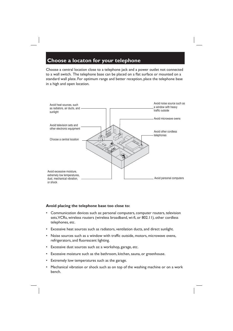 Choose a locaton for your telephone | AT&T E2718B User Manual | Page 5 / 6