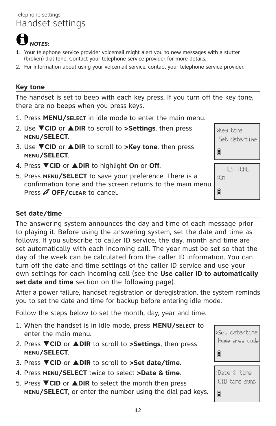 Handset settings | AT&T CL82350 User Manual | Page 17 / 79