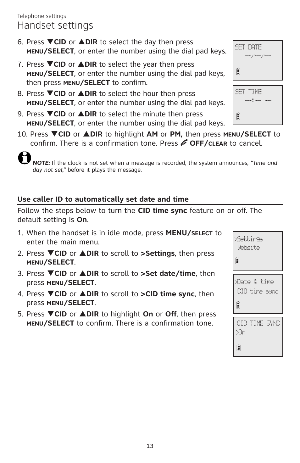 Handset settings | AT&T CL82350 User Manual | Page 18 / 79