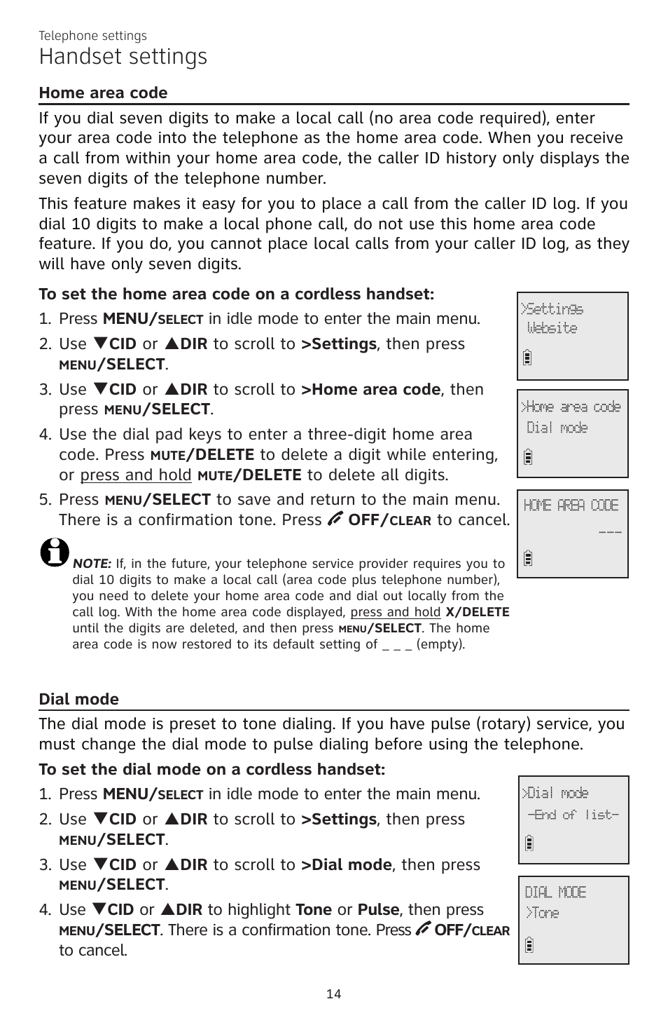 Handset settings | AT&T CL82350 User Manual | Page 19 / 79